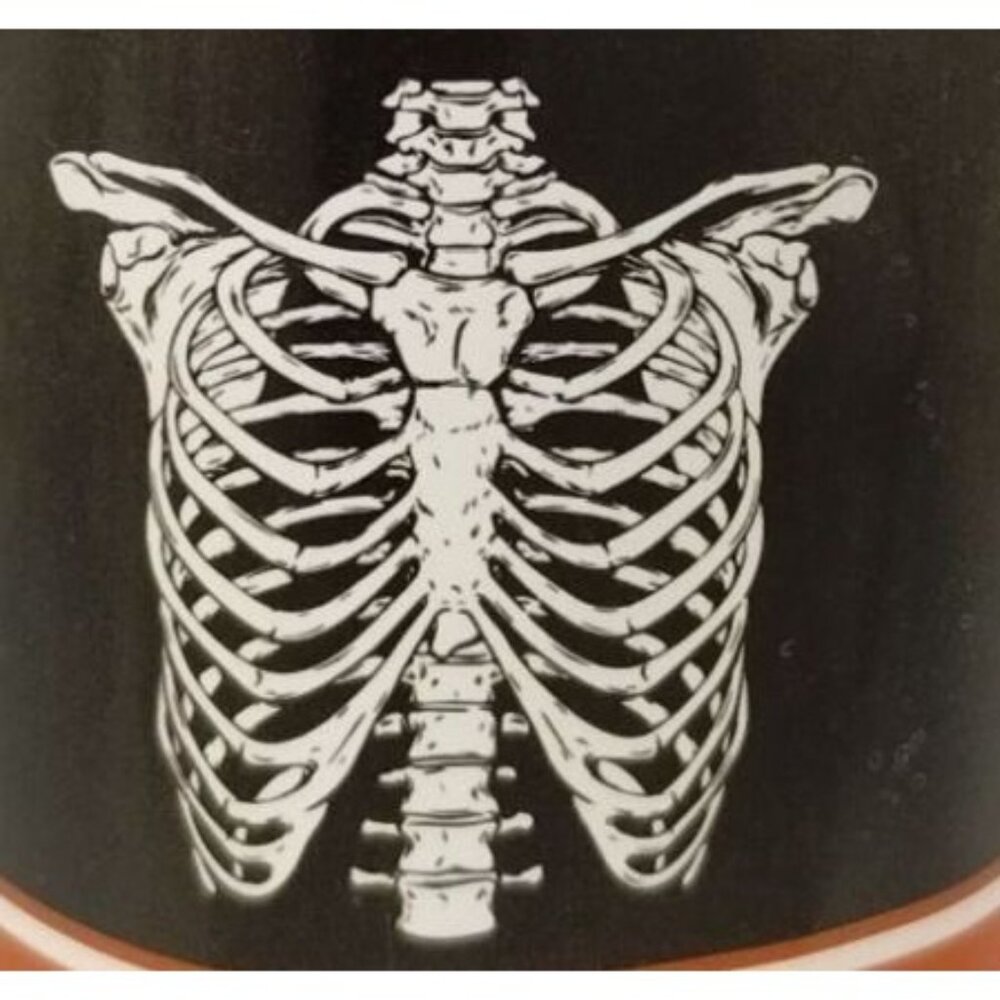 Unisex Adult Small Skeleton Chest Cavity Rib Bones Halloween Black TShirt New